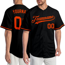 Load image into Gallery viewer, Custom Black Orange Authentic Baseball Jersey