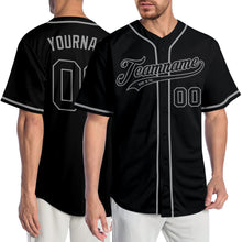 Load image into Gallery viewer, Custom Black Black-Gray Authentic Baseball Jersey