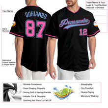 Load image into Gallery viewer, Custom Black Pink-Light Blue Authentic Baseball Jersey