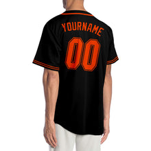 Load image into Gallery viewer, Custom Black Orange-Black Authentic Baseball Jersey