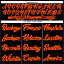 Load image into Gallery viewer, Custom Black Orange-Black Authentic Baseball Jersey