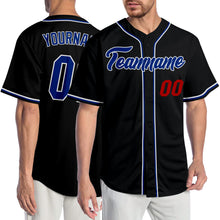 Load image into Gallery viewer, Custom Black Royal-Red Authentic Baseball Jersey