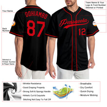 Load image into Gallery viewer, Custom Black Red Authentic Baseball Jersey