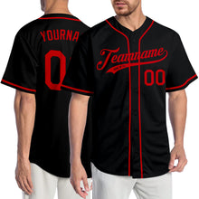 Load image into Gallery viewer, Custom Black Red Authentic Baseball Jersey