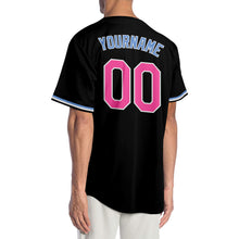 Load image into Gallery viewer, Custom Black Pink-Light Blue Authentic Baseball Jersey