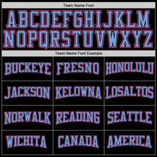 Load image into Gallery viewer, Custom Stitched Black White Pinstripe Pink-Light Blue Sports Pullover Sweatshirt Hoodie