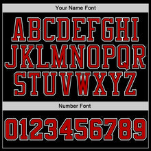 Load image into Gallery viewer, Custom Stitched Black Red Pinstripe Red-White Sports Pullover Sweatshirt Hoodie