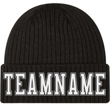 Load image into Gallery viewer, Custom Black White-Gray Stitched Cuffed Knit Hat