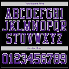 Load image into Gallery viewer, Custom Stitched Black Purple-White Sports Pullover Sweatshirt Hoodie