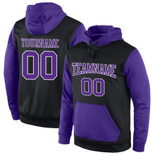 Load image into Gallery viewer, Custom Stitched Black Purple-White Sports Pullover Sweatshirt Hoodie