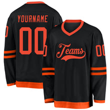 Load image into Gallery viewer, Custom Black Orange Hockey Jersey