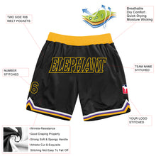 Load image into Gallery viewer, Custom Black Black-Gold Authentic Throwback Basketball Shorts