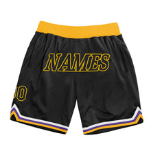 Load image into Gallery viewer, Custom Black Black-Gold Authentic Throwback Basketball Shorts
