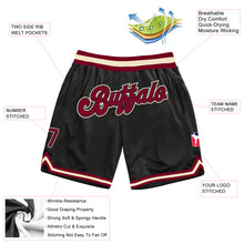 Load image into Gallery viewer, Custom Black Maroon-Cream Authentic Throwback Basketball Shorts