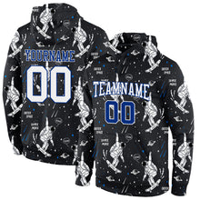 Load image into Gallery viewer, Custom Stitched Black White-Royal 3D Pattern Design Astronaut Sports Pullover Sweatshirt Hoodie