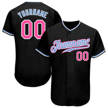 Load image into Gallery viewer, Custom Black Pink-Light Blue Authentic Baseball Jersey