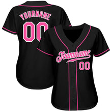 Load image into Gallery viewer, Custom Black Pink-White Authentic Baseball Jersey