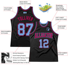 Load image into Gallery viewer, Custom Black Light Blue-Pink Authentic Throwback Basketball Jersey