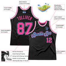 Load image into Gallery viewer, Custom Black Pink-Light Blue Authentic Throwback Basketball Jersey