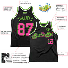 Load image into Gallery viewer, Custom Black Pink-Neon Green Authentic Throwback Basketball Jersey