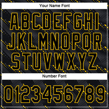 Load image into Gallery viewer, Custom Black Black-Gold 3D Pattern Design Authentic Baseball Jersey