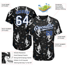 Load image into Gallery viewer, Custom Black White-Royal 3D Pattern Design Astronaut Authentic Baseball Jersey