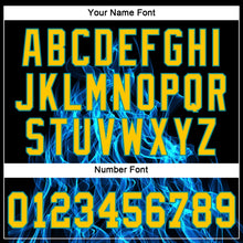 Load image into Gallery viewer, Custom Black Gold-Teal 3D Pattern Design Flame Authentic Baseball Jersey