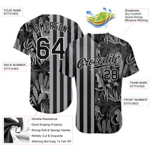 Load image into Gallery viewer, Custom Black Black-Gray 3D Pattern Design Leopards And Tropical Palm Leaves Authentic Baseball Jersey