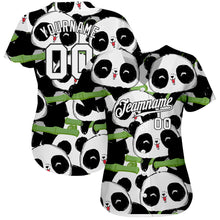 Load image into Gallery viewer, Custom Black White-Black 3D Pattern Design Pandas Authentic Baseball Jersey