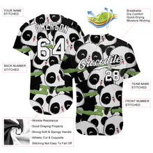Load image into Gallery viewer, Custom Black White-Black 3D Pattern Design Pandas Authentic Baseball Jersey