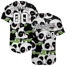 Load image into Gallery viewer, Custom Black White-Black 3D Pattern Design Pandas Authentic Baseball Jersey