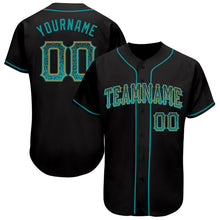 Load image into Gallery viewer, Custom Black Teal-Old Gold Authentic Drift Fashion Baseball Jersey
