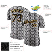Load image into Gallery viewer, Custom Black Black-Old Gold 3D Pattern Design Snakeskin Performance T-Shirt