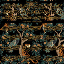 Load image into Gallery viewer, Custom Black Black-Old Gold 3D Pattern Design Tiger And Peacock Authentic Baseball Jersey