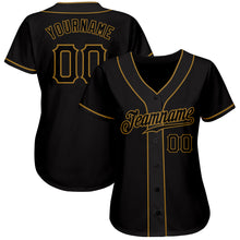 Load image into Gallery viewer, Custom Black Black-Old Gold Authentic Baseball Jersey