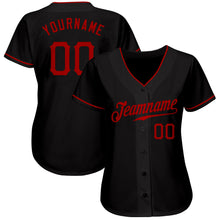 Load image into Gallery viewer, Custom Black Red Authentic Baseball Jersey