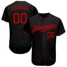 Load image into Gallery viewer, Custom Black Red Authentic Baseball Jersey