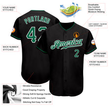Load image into Gallery viewer, Custom Black Kelly Green-White Authentic Baseball Jersey