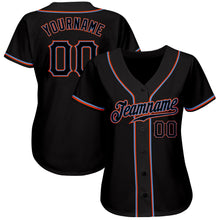 Load image into Gallery viewer, Custom Black Black-Orange Authentic Baseball Jersey