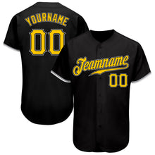 Load image into Gallery viewer, Custom Black Gold-Gray Authentic Baseball Jersey