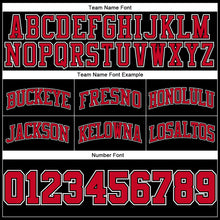 Load image into Gallery viewer, Custom Black White Pinstripe Red-White Authentic Basketball Shorts