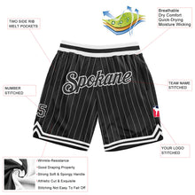 Load image into Gallery viewer, Custom Black White Pinstripe Black-White Authentic Basketball Shorts
