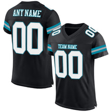 Load image into Gallery viewer, Custom Black White-Teal Mesh Authentic Football Jersey