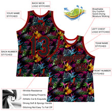 Load image into Gallery viewer, Custom Black Black-Red 3D Pattern Tropical Hawaii Palm Leaves Authentic Basketball Jersey