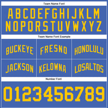 Load image into Gallery viewer, Custom Blue Gold-White Authentic Throwback Basketball Shorts