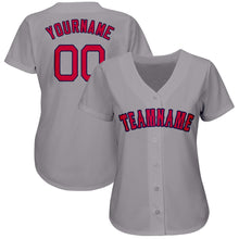 Load image into Gallery viewer, Custom Gray Red-Navy Baseball Jersey