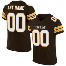 Load image into Gallery viewer, Custom Brown White-Gold Mesh Authentic Football Jersey