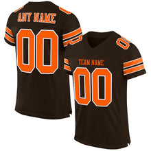 Load image into Gallery viewer, Custom Brown Orange-White Mesh Authentic Football Jersey