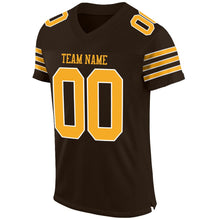 Load image into Gallery viewer, Custom Brown Gold-White Mesh Authentic Football Jersey