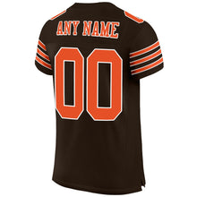 Load image into Gallery viewer, Custom Brown Orange-White Mesh Authentic Football Jersey